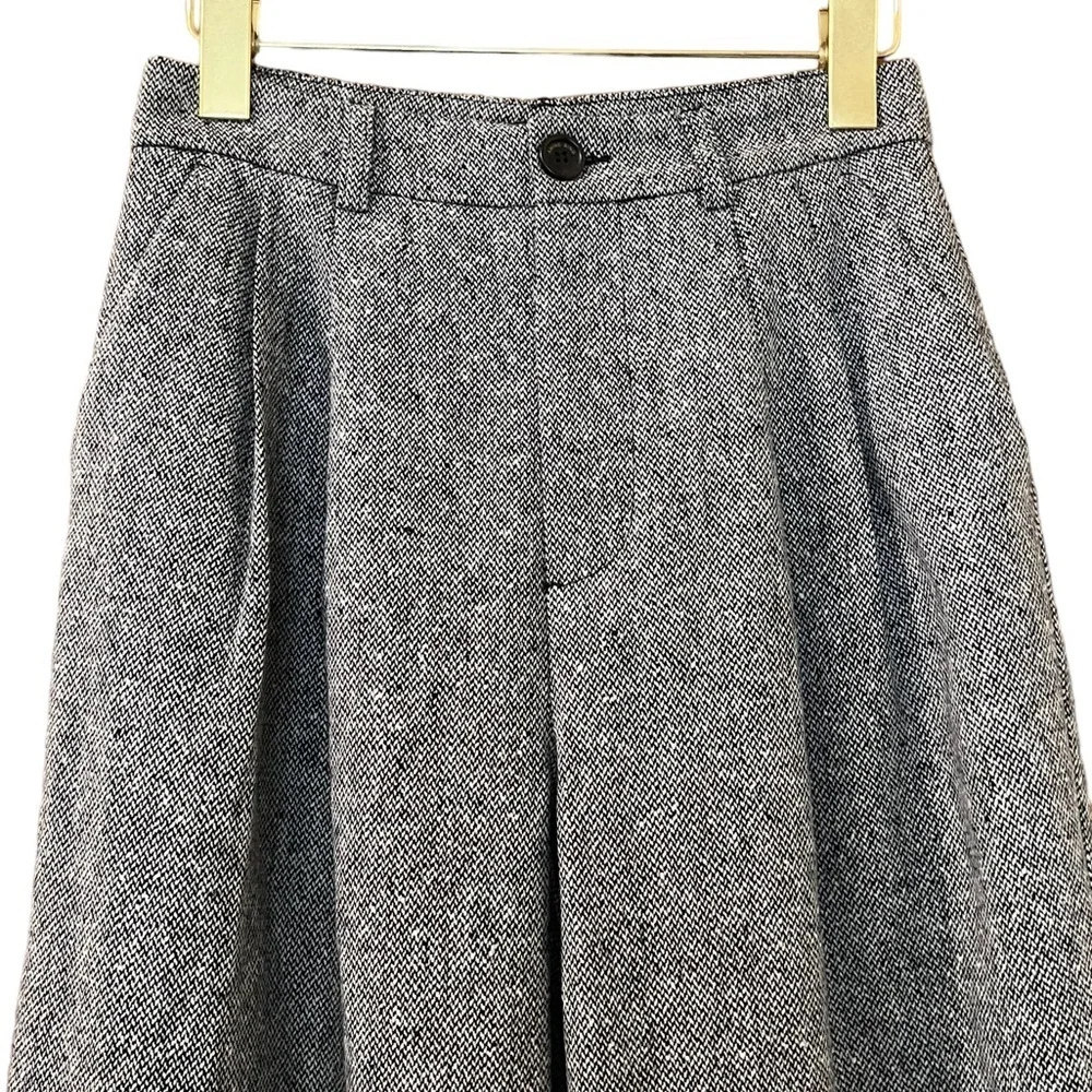 Anine Bing Pants Carrie Wool‎ Wideleg Trousers Black White Sz Xs 2